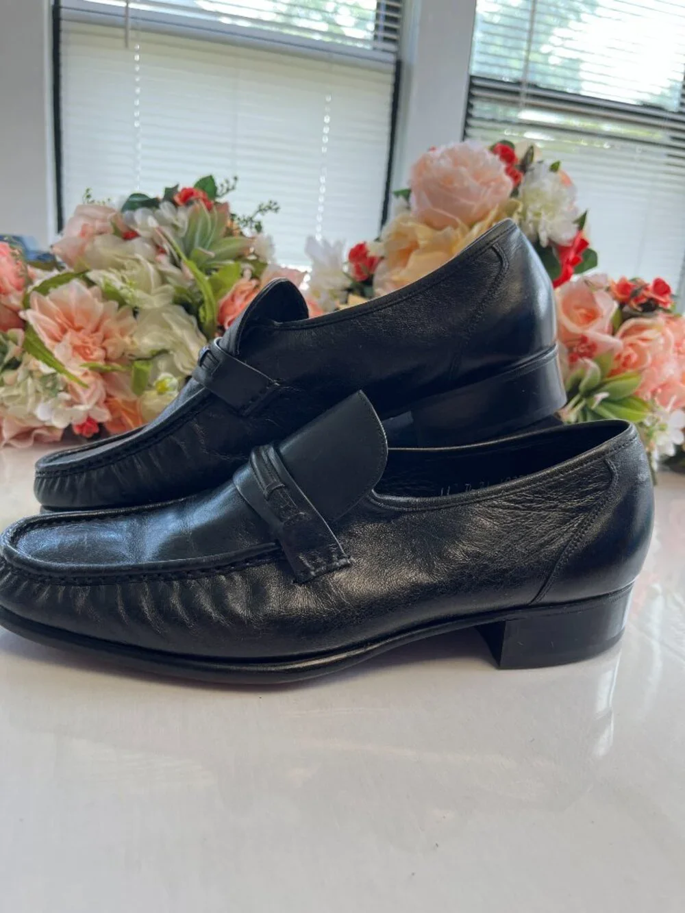 Florsheim Como Black Leather Moc Toe Strap Loafers Men’s 11 D